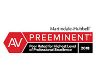 Martindale-Hubbell | AV Preeminent Peer Rated for Highest Level of Professional Excellence | 2018